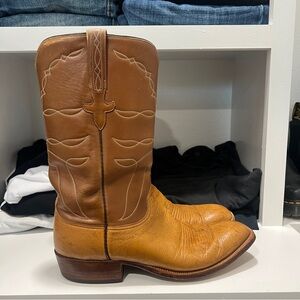 Lucchese San Antonio Tan Smooth Quill Ostrich Cowboy Boots Men’s Size 9.5D